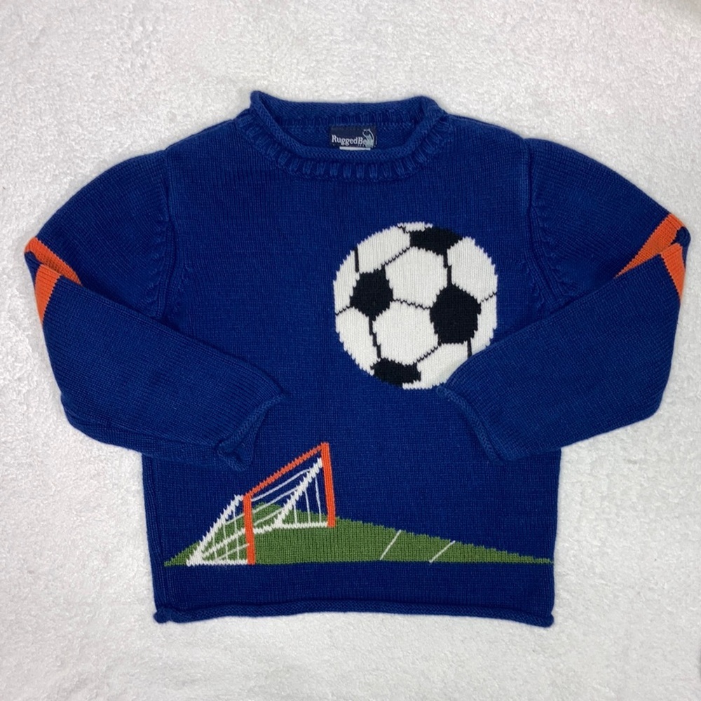 Rugged bear soccer ball sweater cotton navy 4/5